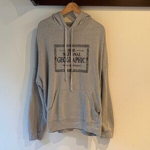 National Geographic Parks Project Heather Gray Hoodie, Size XL, FLAWED